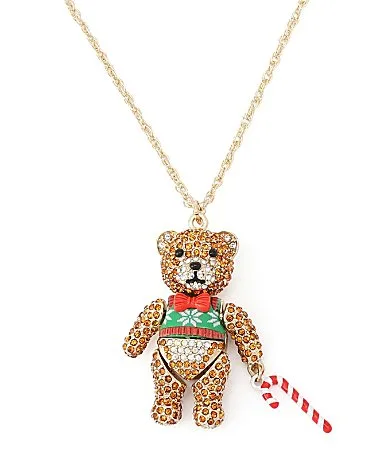 Christmas Grandpa Bear Long Pendant Necklace by Betsey Johnson