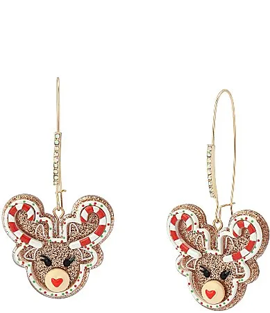 Christmas Reindeer Cookie Dangle Statement Drop Earrings