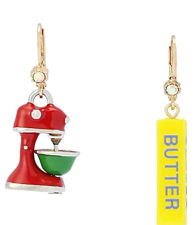 Christmas Baker Butter Mixer Drop Earrings by Betsey Johnson