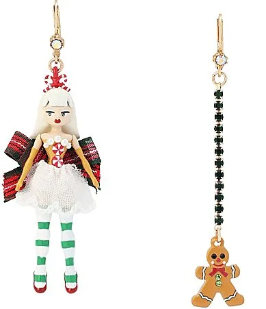 Christmas Baker Doll Gingerbread Drop Earrings