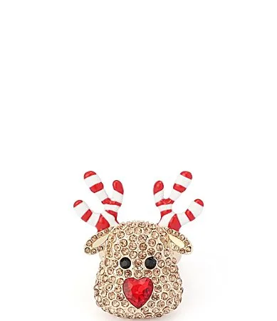 Christmas Candy Cane Reindeer Statement Cocktail Ring by Betsey Johnson