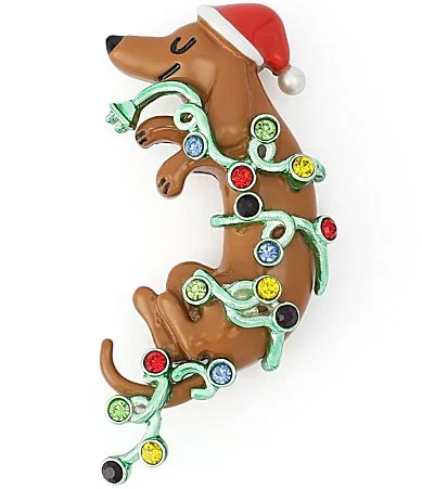 Christmas Lights Dachshund Brooch