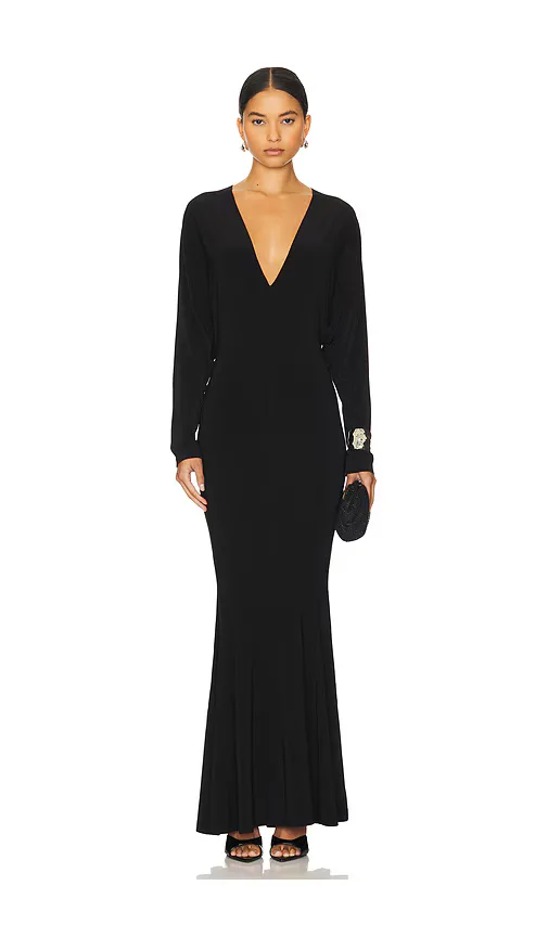 Dolman V Neck Fishtail Gown