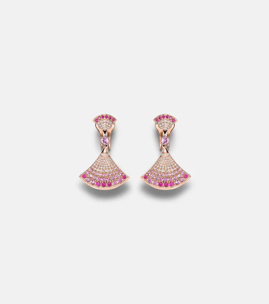 Divas Dream 18kt Rose Gold Drop Earrings with Gemstones