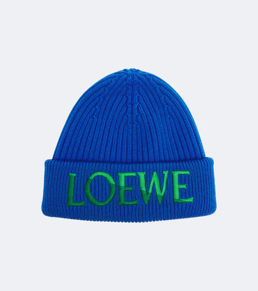 Embroidered Ribbed-Knit Wool Beanie by LOEWE