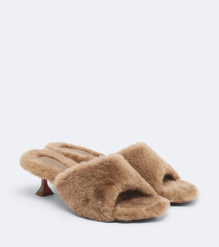 Taylor Shearling Mules by Amina Muaddi