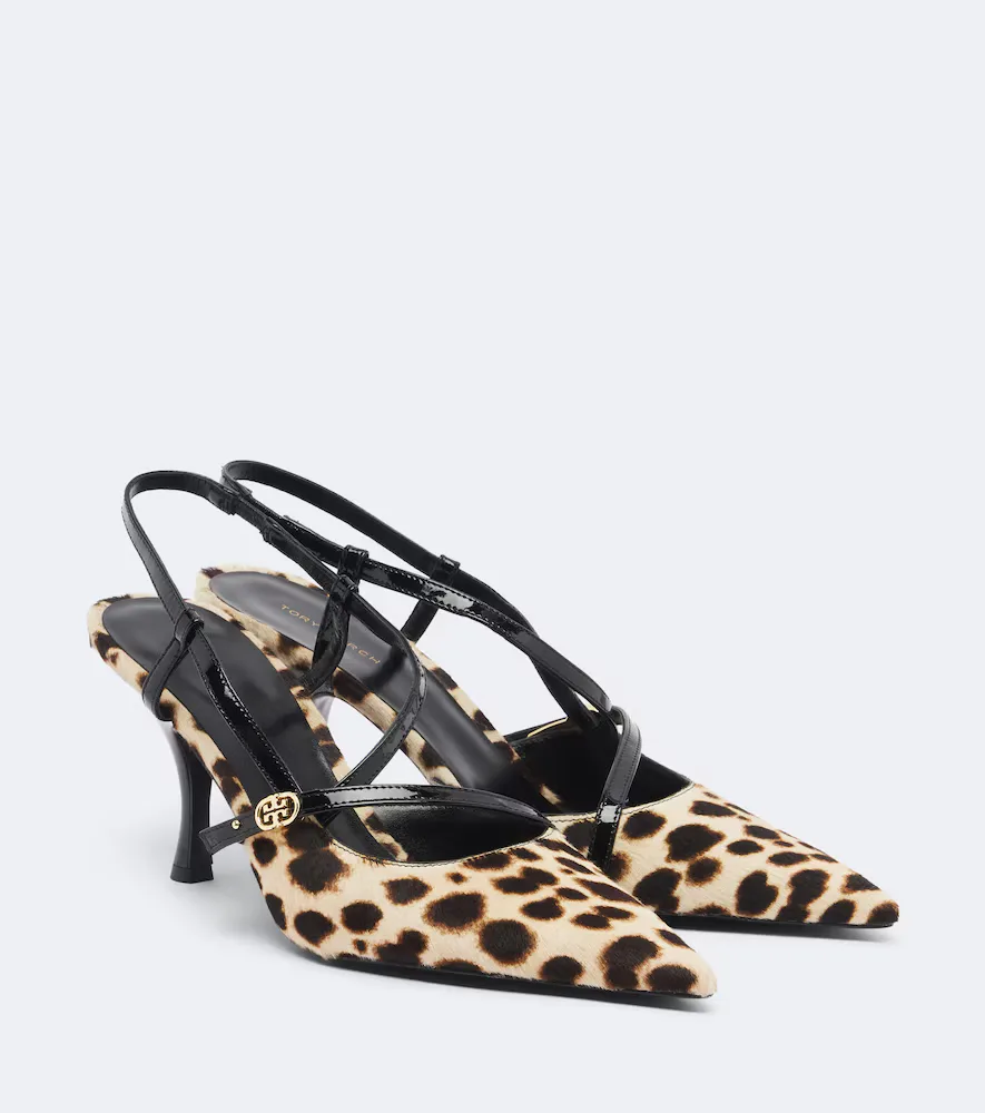 Double T Calf Hair Slingback Pumps by Tory Burch