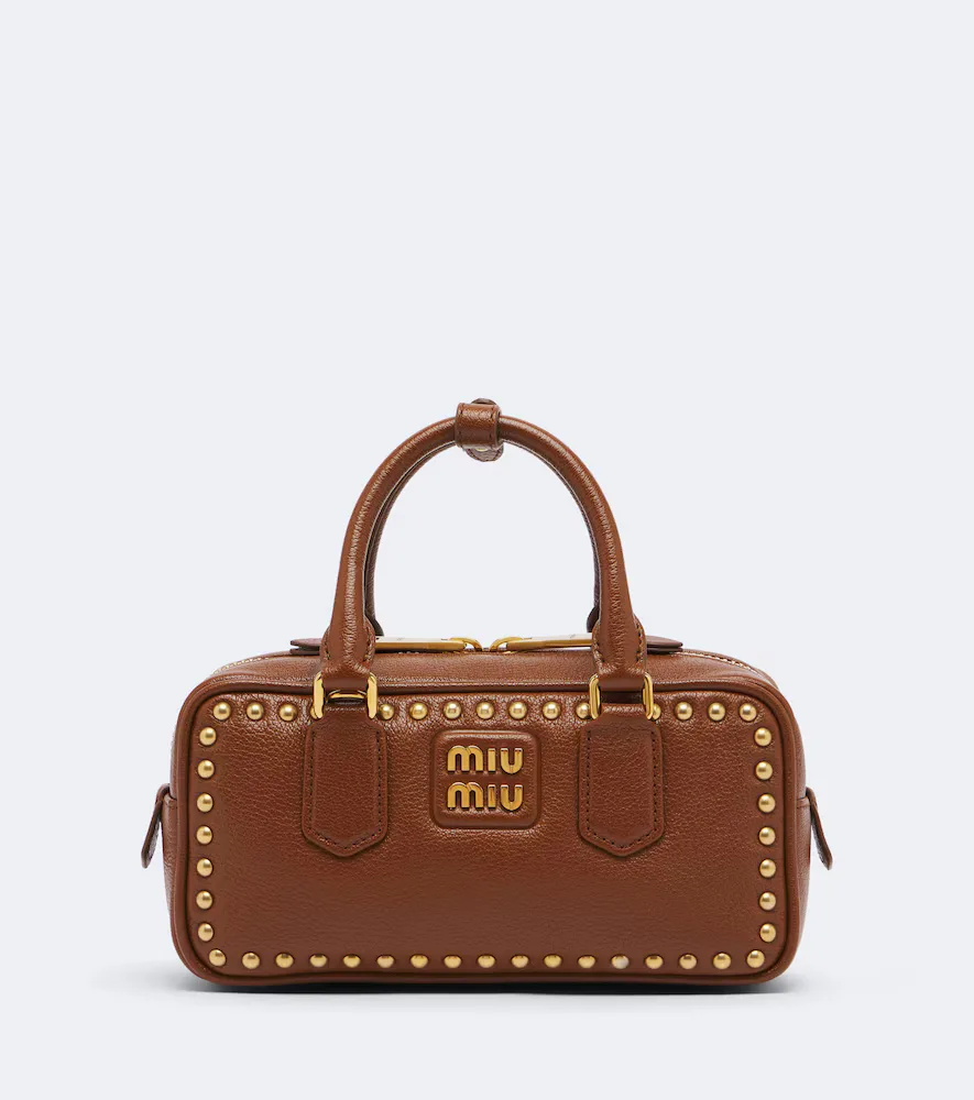 Arcadie Studded Leather Top-Handle Bag by Miu Miu