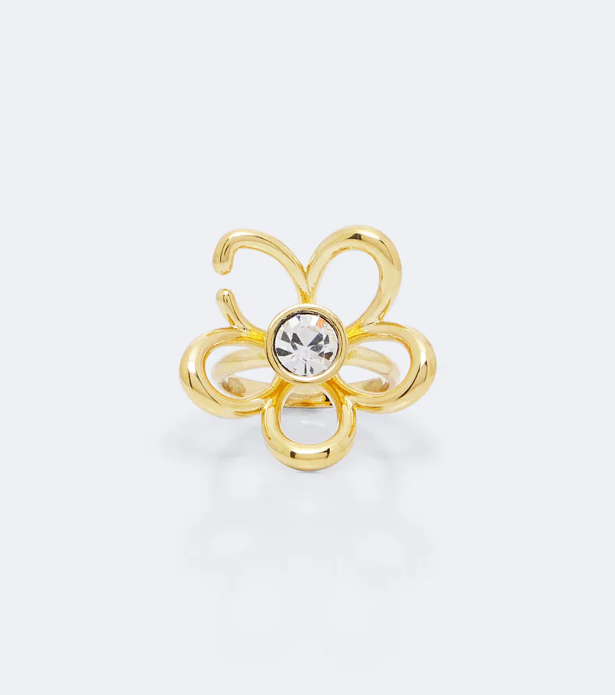 Crystal-Embellished Floral Ring by Oscar de la Renta