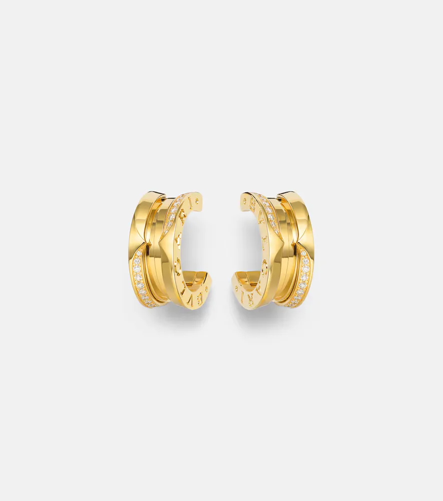 B.zero1 18kt Gold Hoop Earrings with Diamonds by BVLGARI
