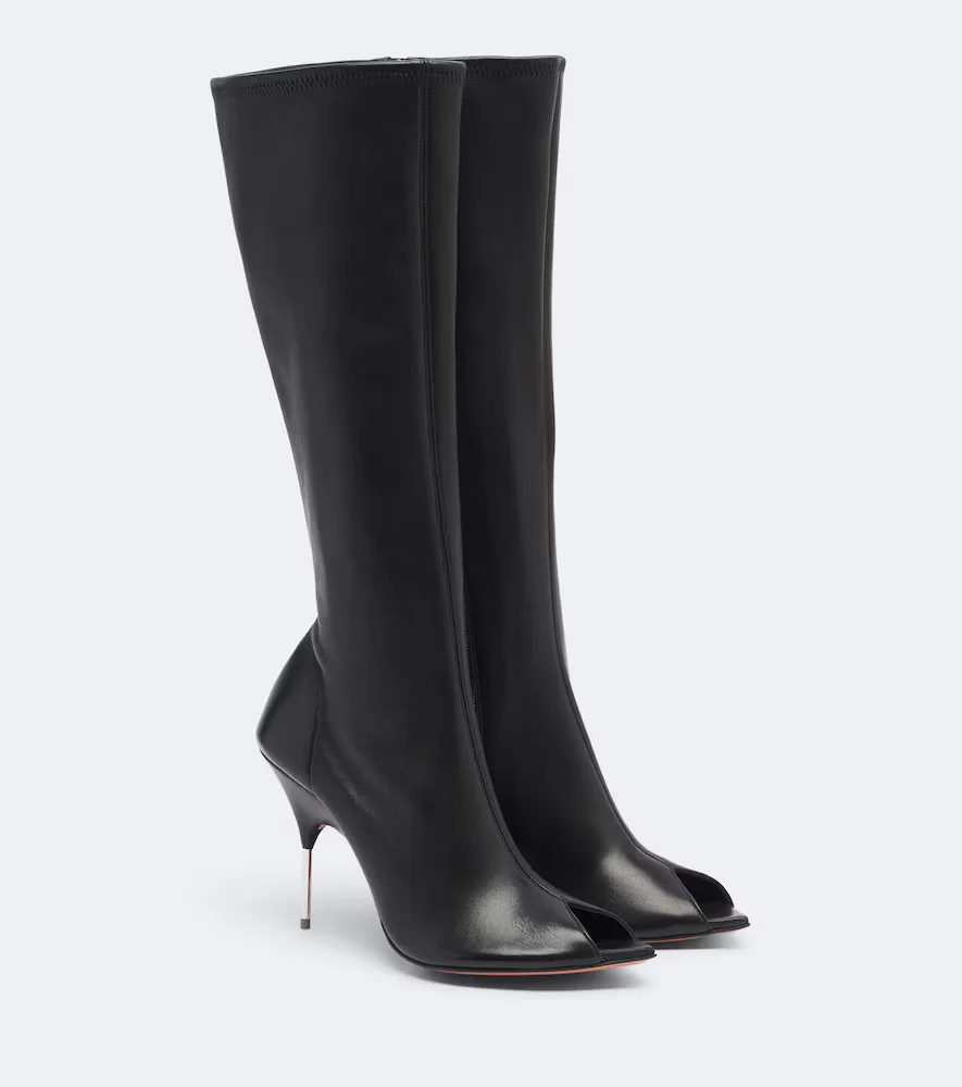 Bruna Leather Knee-High Boots by Amina Muaddi