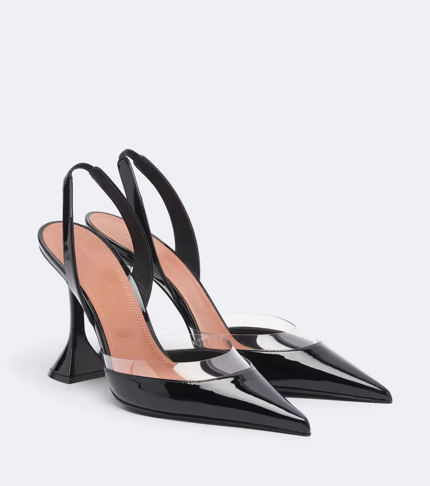 Lara Patent Leather Slingback Pumps by Amina Muaddi