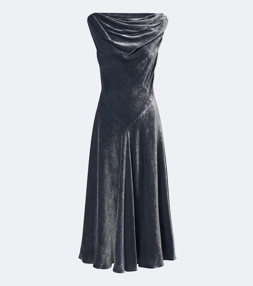 Drina Draped Velvet Maxi Dress