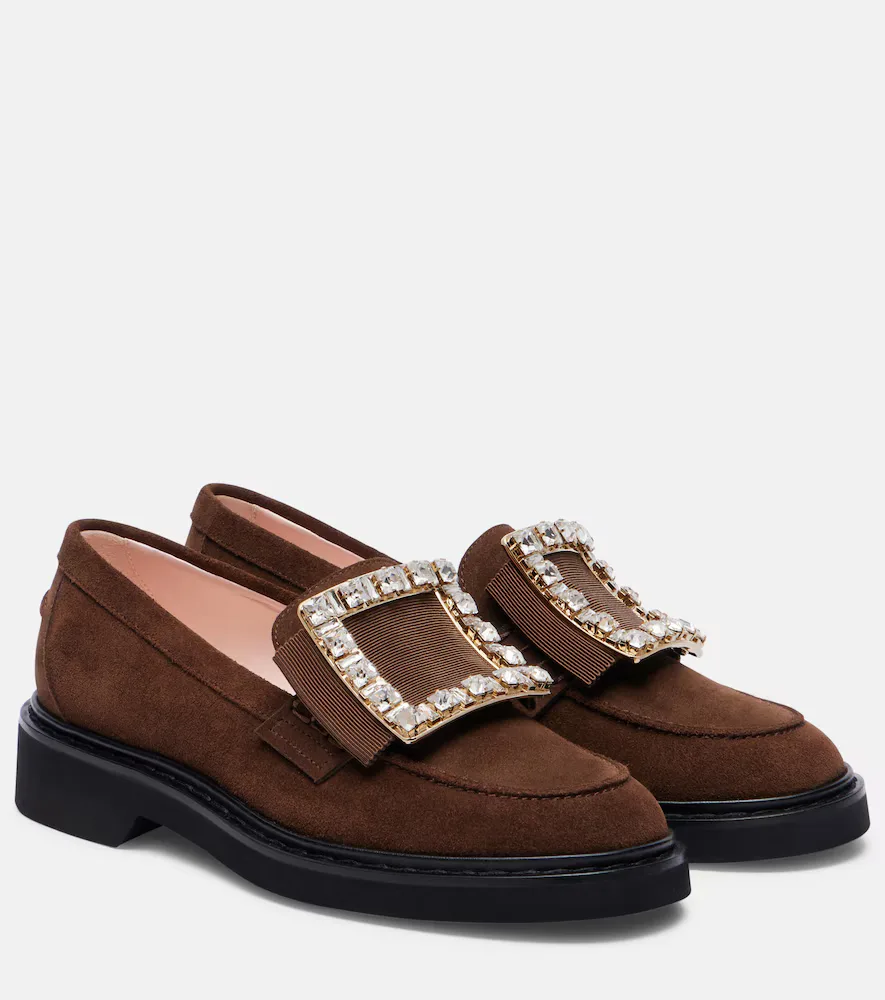 Viv Rangers 25 Embellished Suede Loafers by Roger Vivier