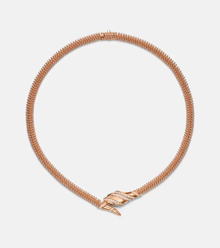 Serpenti 18kt Rose Gold Necklace with Diamonds and Onyx by BVLGARI