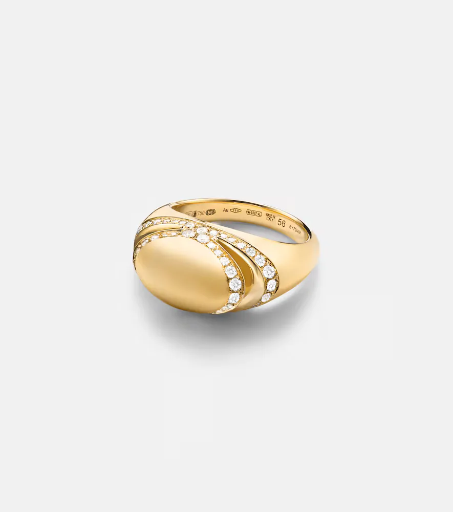 Bvlgari Bvlgari Cabochon 18kt Gold Ring with Diamonds by BVLGARI