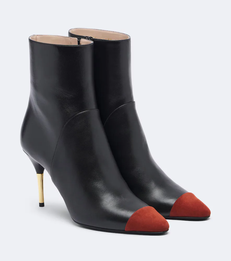 Sinead Suede-Trimmed Leather Ankle Boots by Valentino Garavani