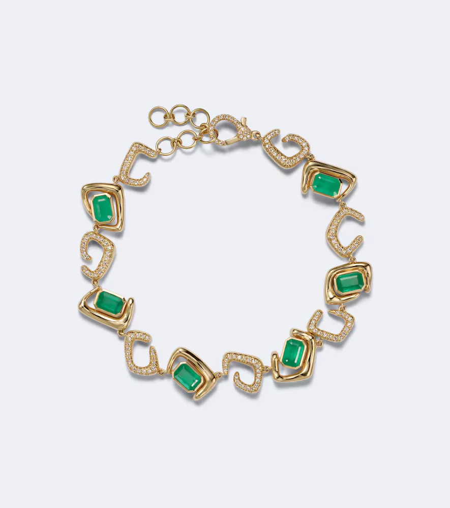 18kt Gold Bracelet with Emeralds and Diamonds by Shay Jewelry