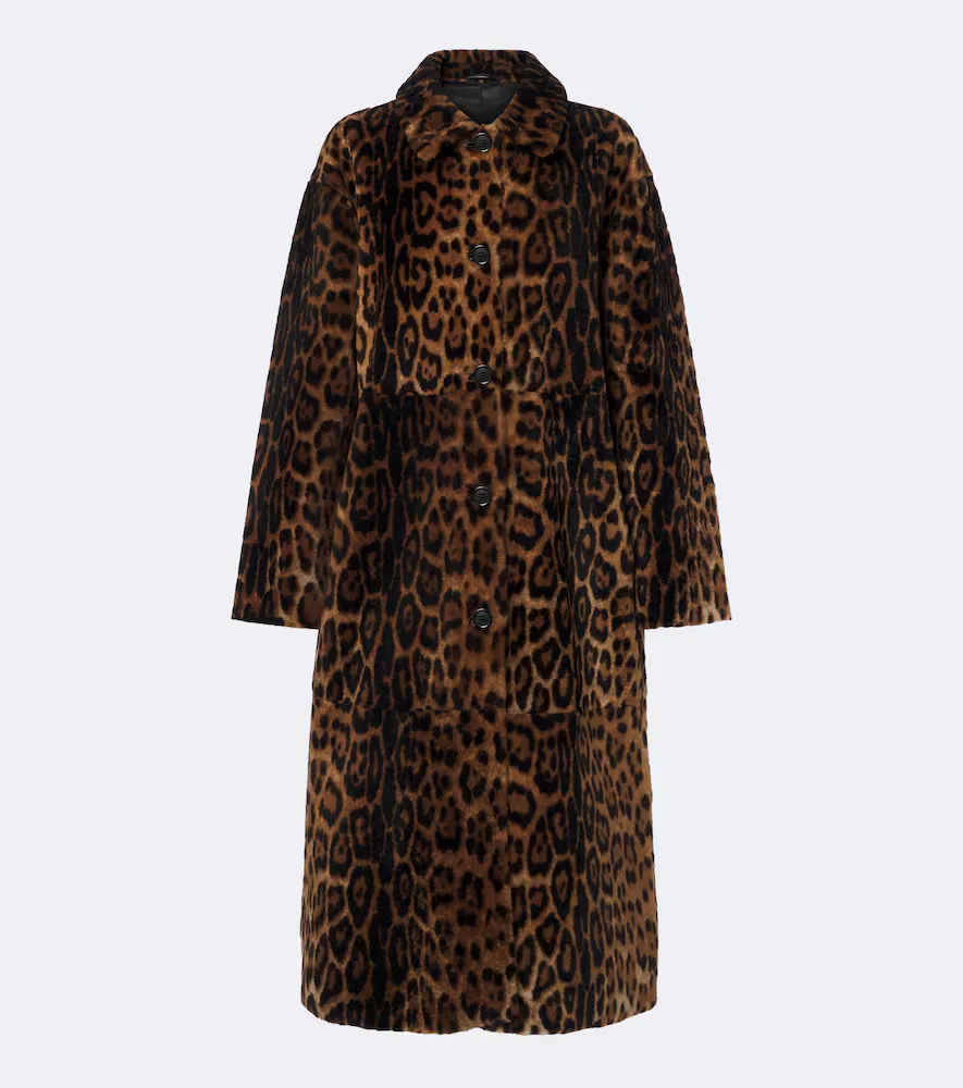 Davelle Leopard-Print Shearling Coat