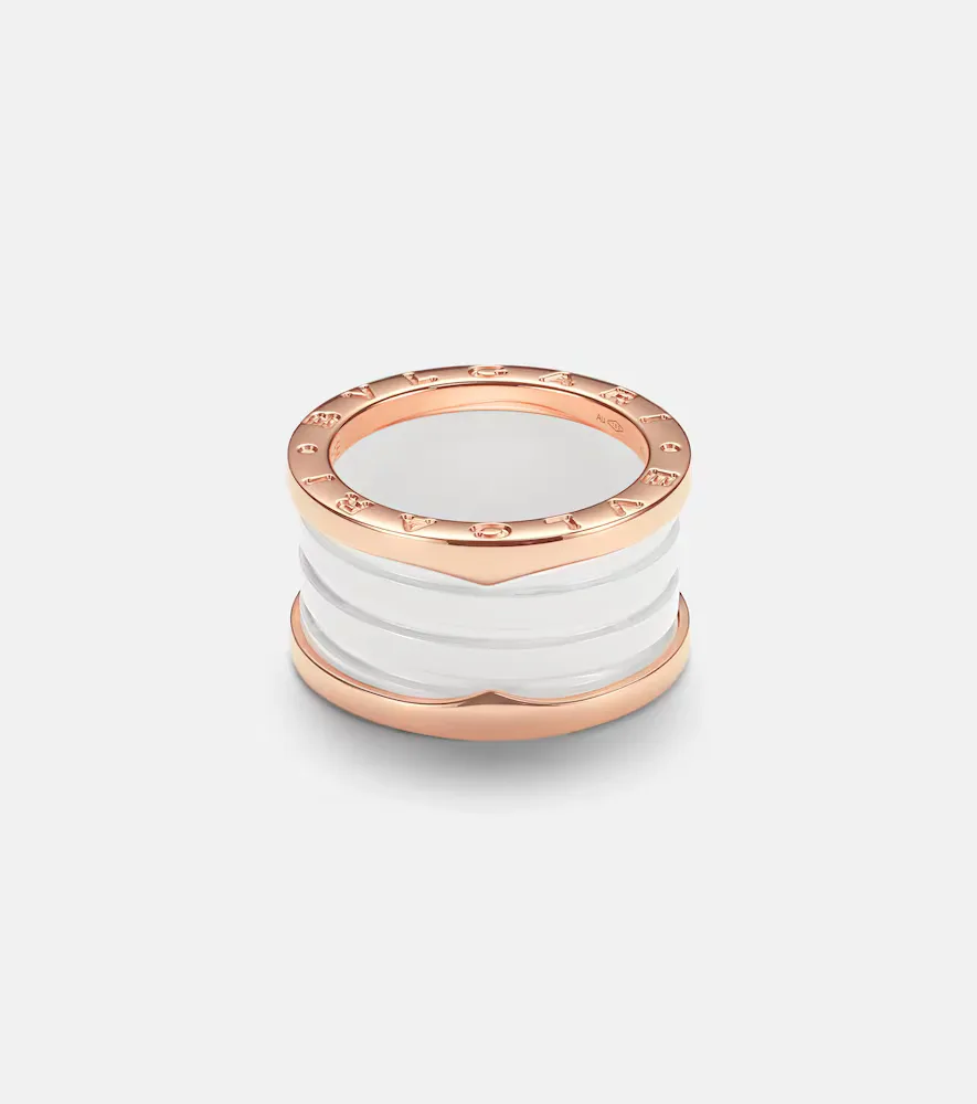 B.zero1 18kt Rose Gold and Ceramic Ring by BVLGARI
