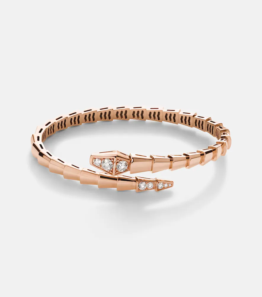 Serpenti Viper 18kt Rose Gold Bangle with Diamonds