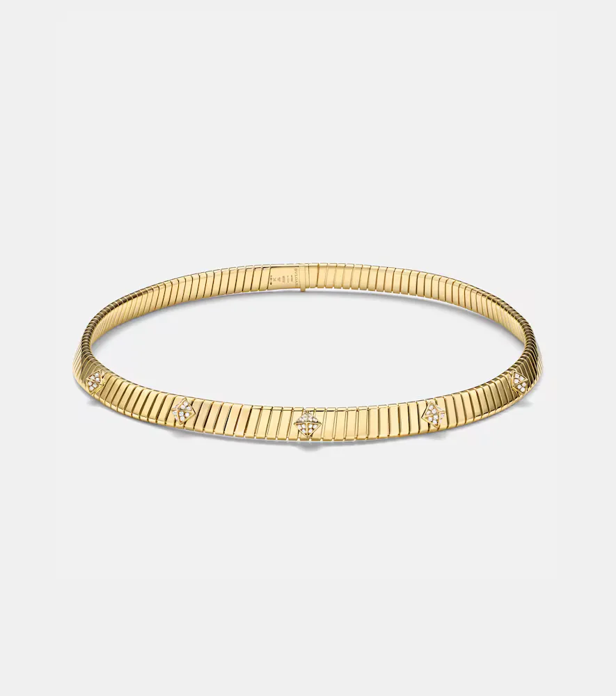 Bvlgari Tubogas 18kt Gold Choker with Diamonds by BVLGARI