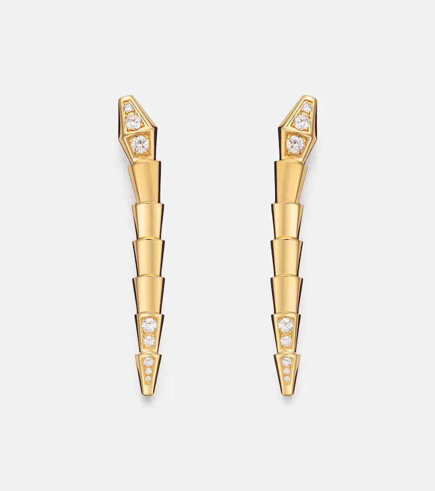 Serpenti Viper 18kt Gold Drop Earrings with Diamonds