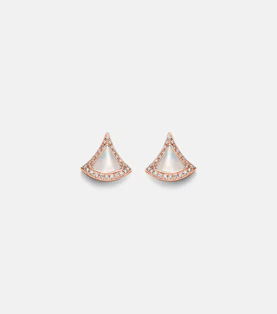 Divas Dream 18kt Rose Gold Earrings with Mother-Of-Pearl and Diamonds by BVLGARI