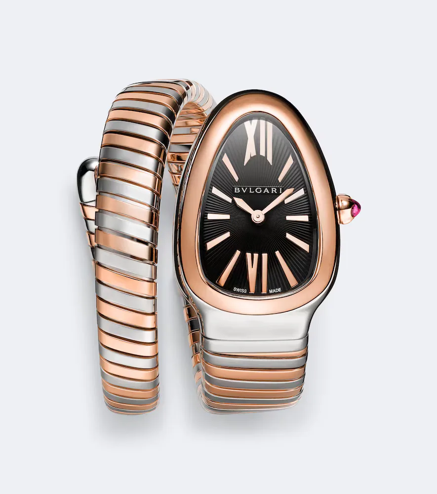 Serpenti Tubogas 18kt Rose Gold and Stainless Steel Watch by BVLGARI