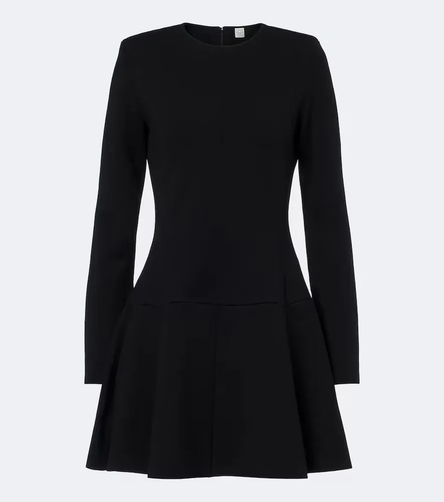 Pleated Wool-Blend Minidress
