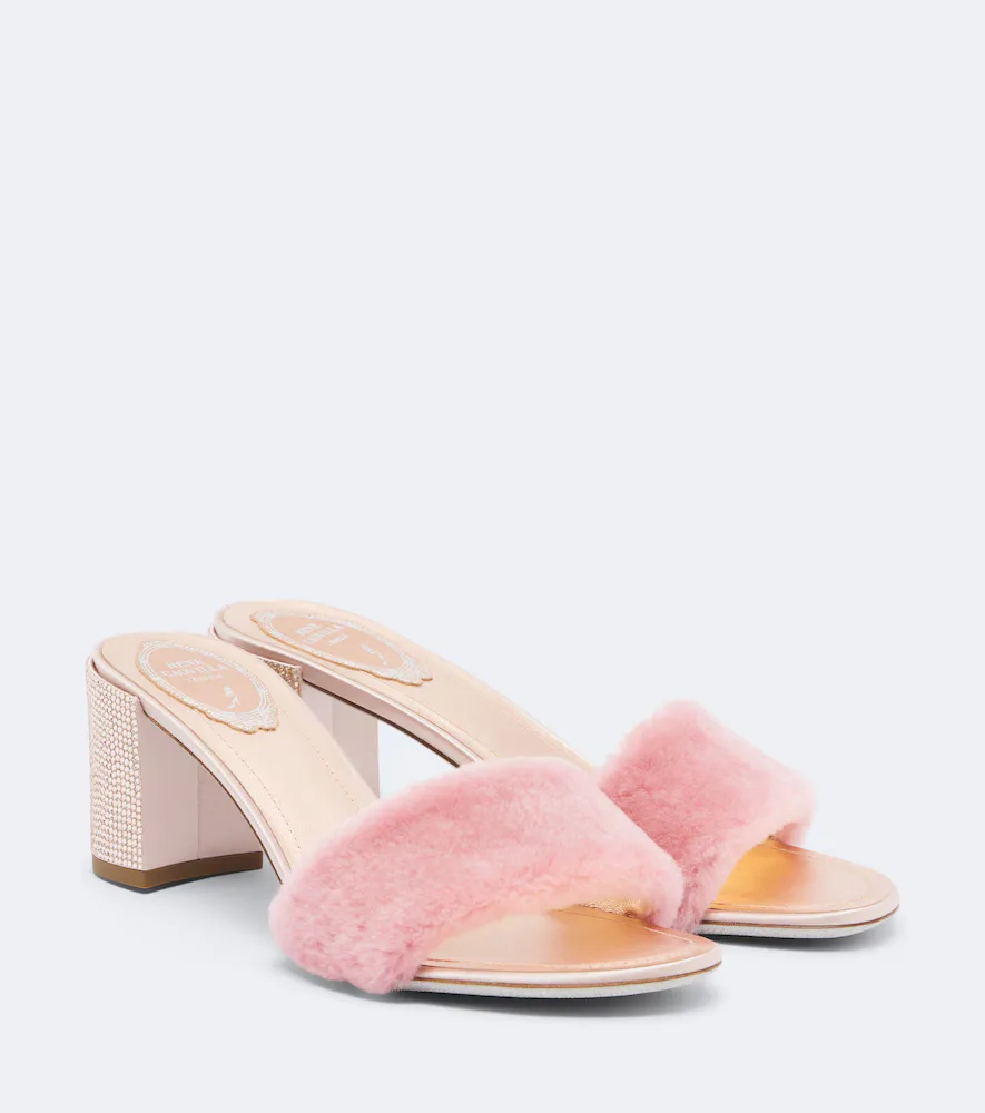 Embellished Leather-Lined Mules by Rene Caovilla