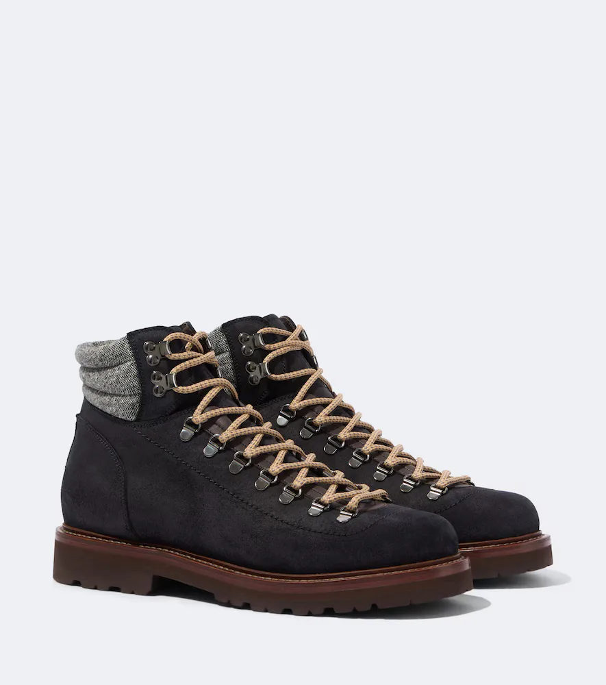 Suede Lace-Up Boots by Brunello Cucinelli