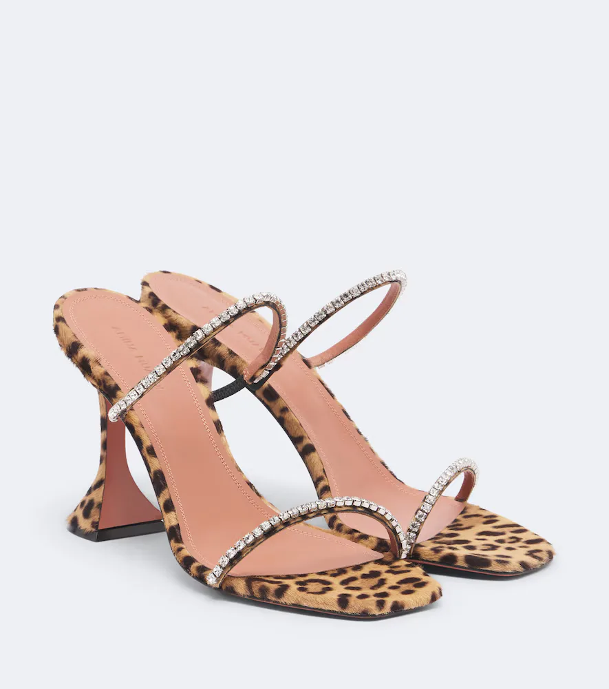 Gilda Embellished Calf Hair Mules by Amina Muaddi