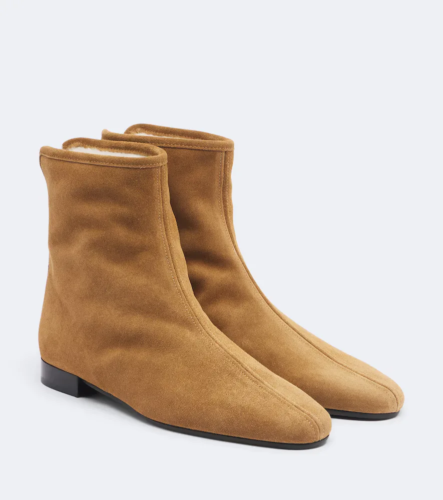 Shearling-Lined Suede Ankle Boots