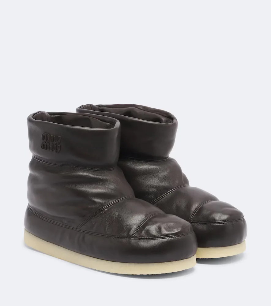Padded Leather Ankle Boots