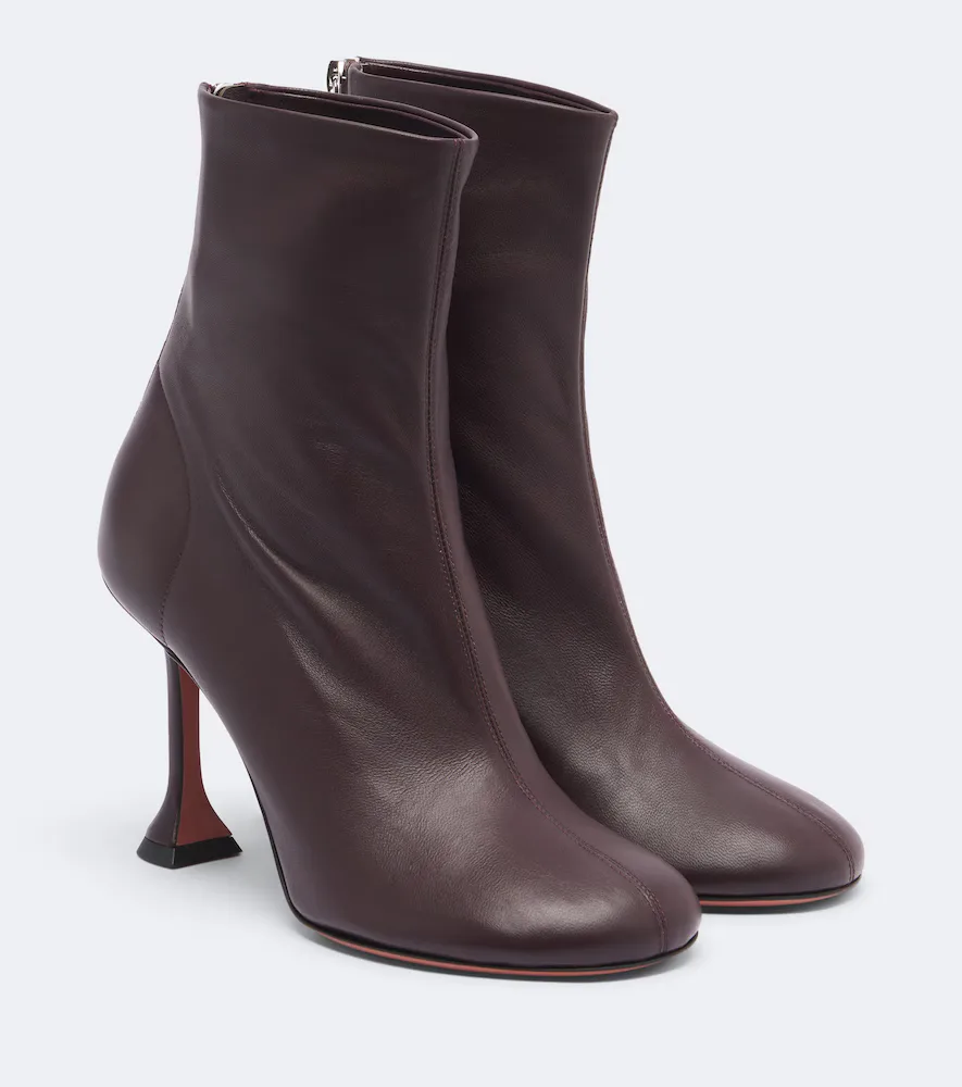 Iris Leather Ankle Boots by Amina Muaddi