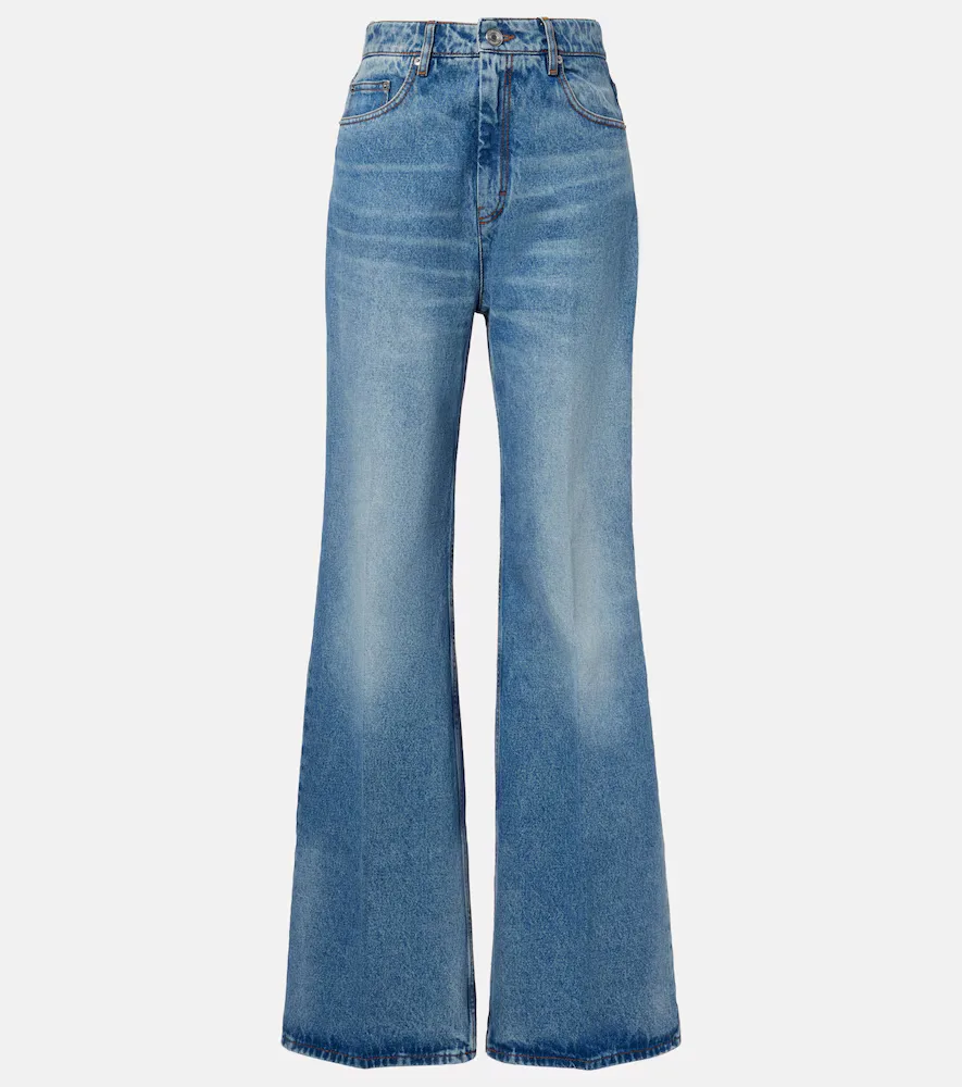 Faded High-Rise Flared Jeans
