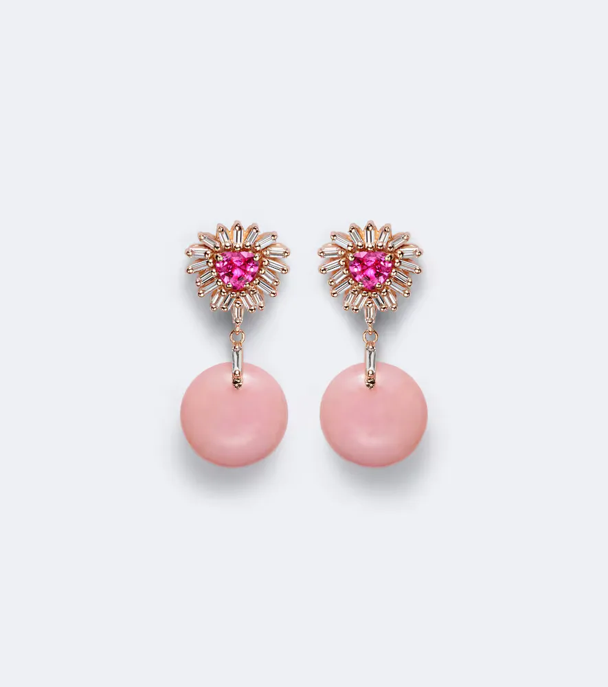 18kt Rose Gold Drop Earrings with Gemstones by Suzanne Kalan
