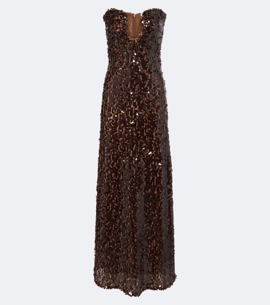 Opaline Sequined Bustier Gown