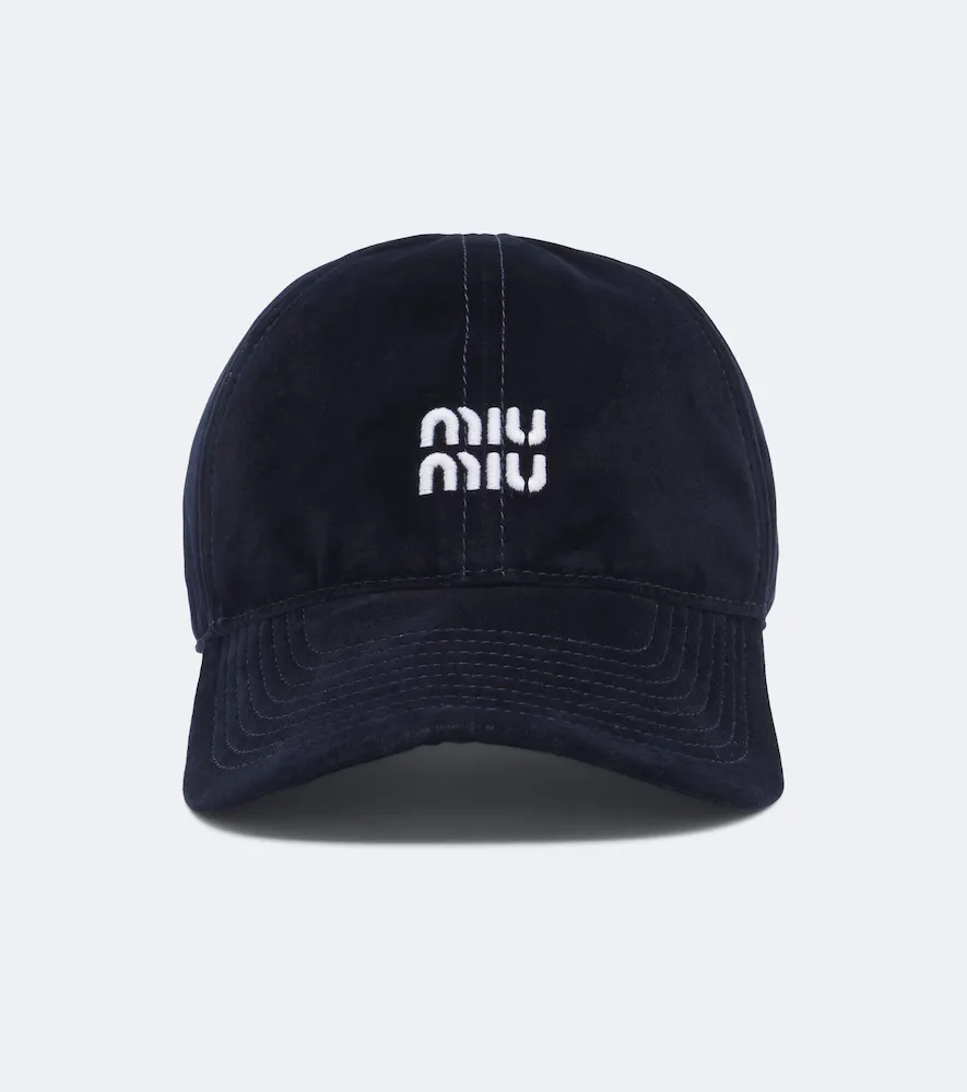 Logo Velvet Baseball Cap by Miu Miu