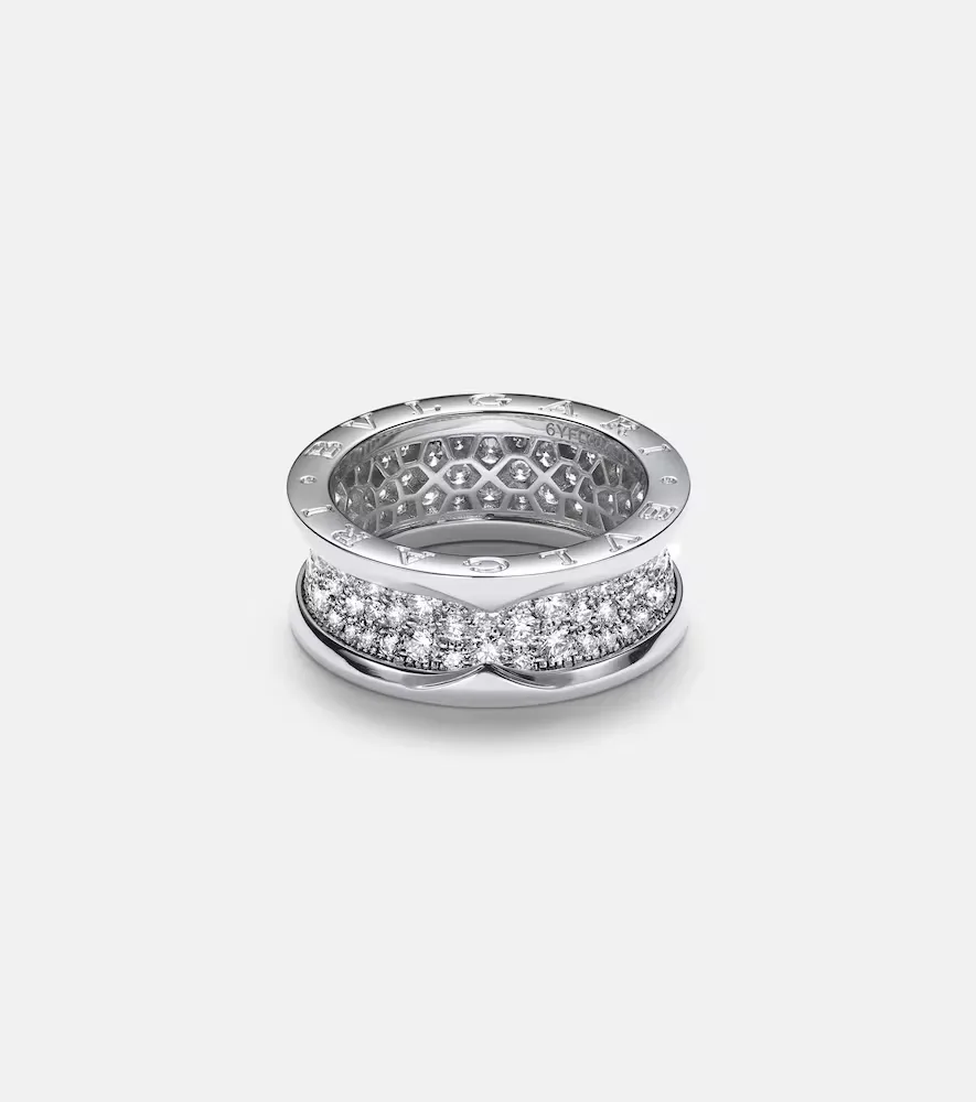 B.zero1 18kt White Gold Ring with Diamonds by BVLGARI