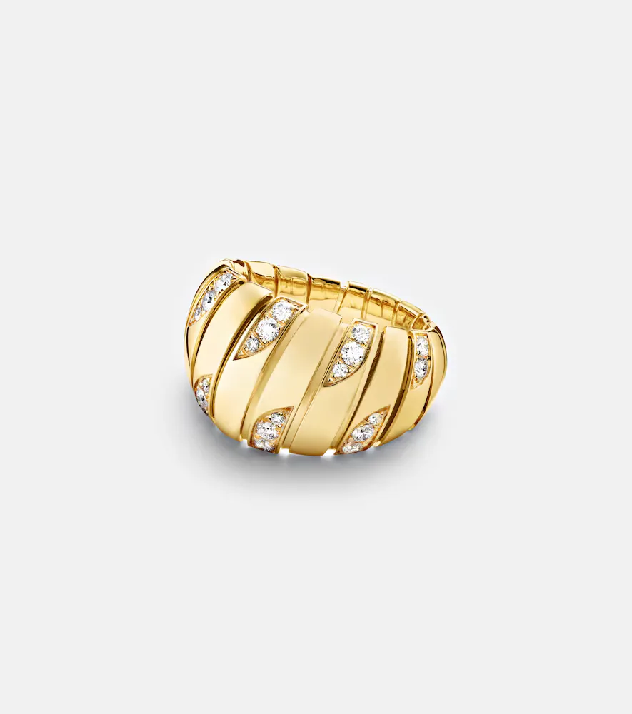 Bvlgari Tubogas 18kt Gold Ring with Diamonds