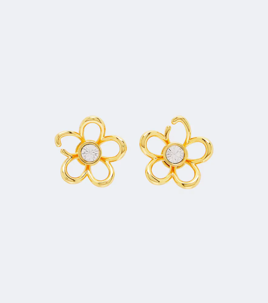Crystal-Embellished Floral Earrings by Oscar de la Renta