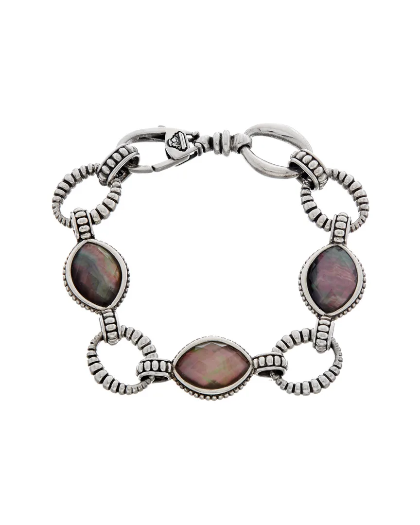Venus Silver & Black Mother-Of-Pearl Link Bracelet by Lagos