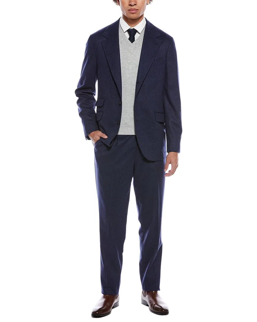 2Pc Wool & Cashmere-Blend Suit with Pleated Pant
