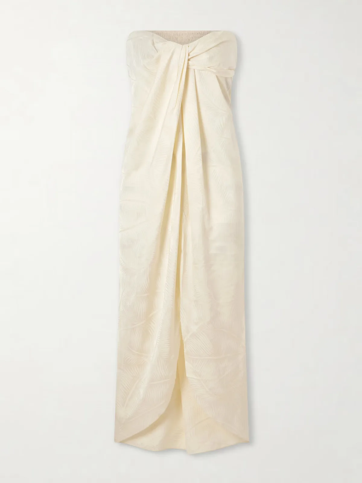 - Graceful Strapless Twisted Knotted Satin-jacquard Top - by Johanna Ortiz