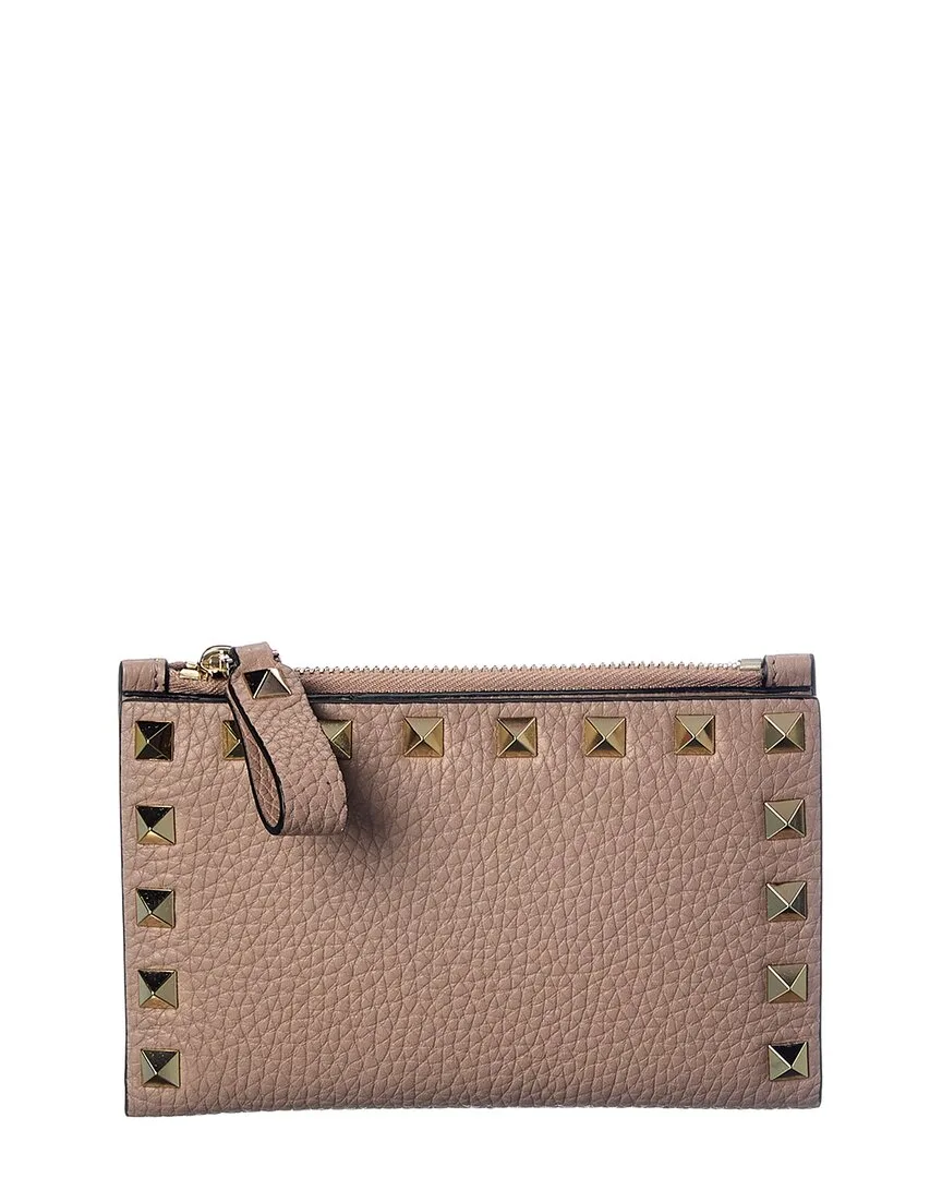 Rockstud Grainy Leather Coin Purse & Card Holder by Valentino