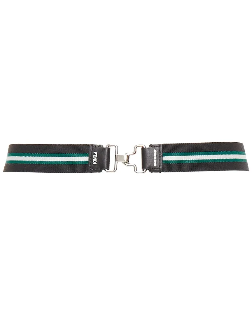 Stripe Fabric Leather Skinny Belt (authentic Pre-Loved) by FENDI