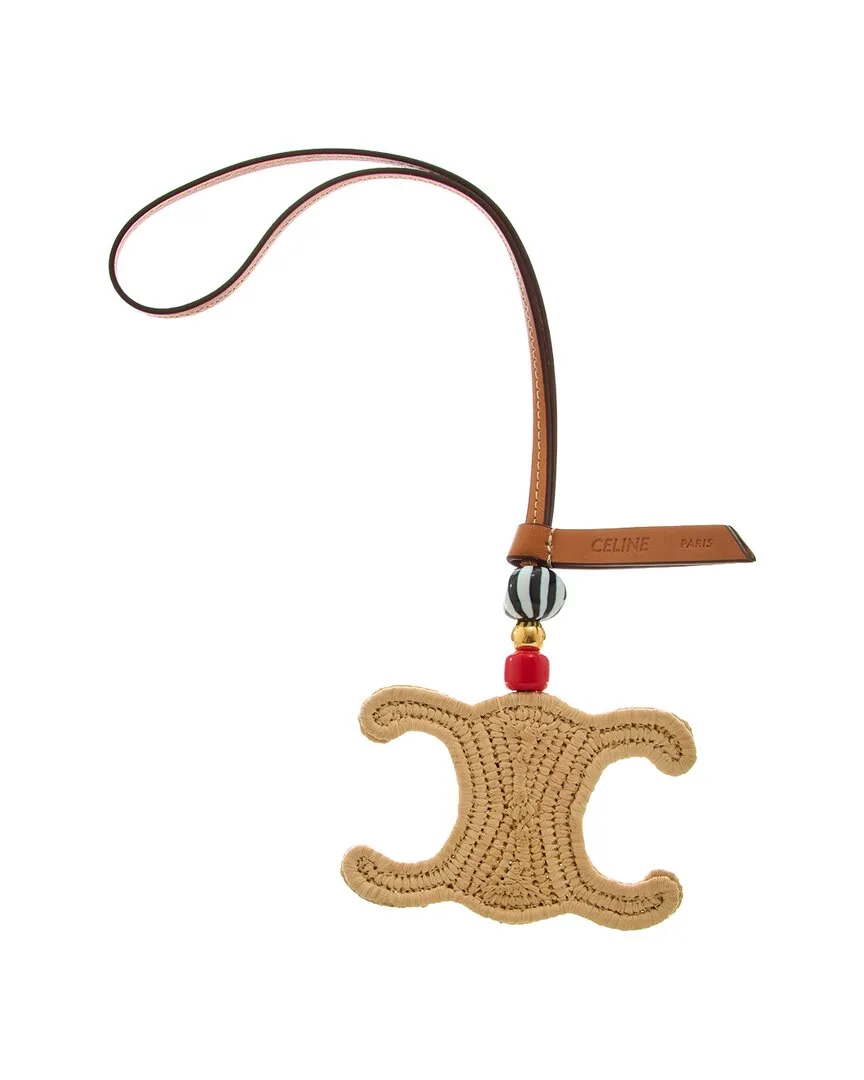 Triomphe Raffia & Leather Charm by Celine
