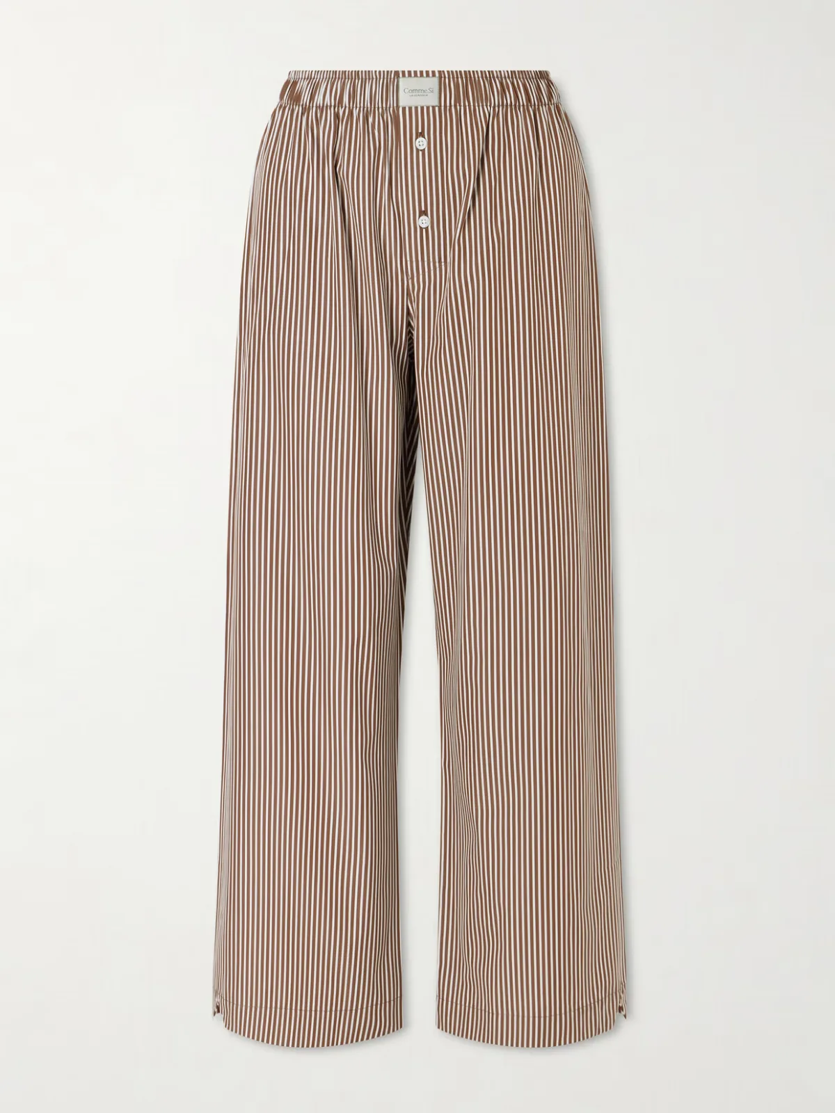 - La Boxer Alta Striped Cotton-poplin Wide-leg Pants -